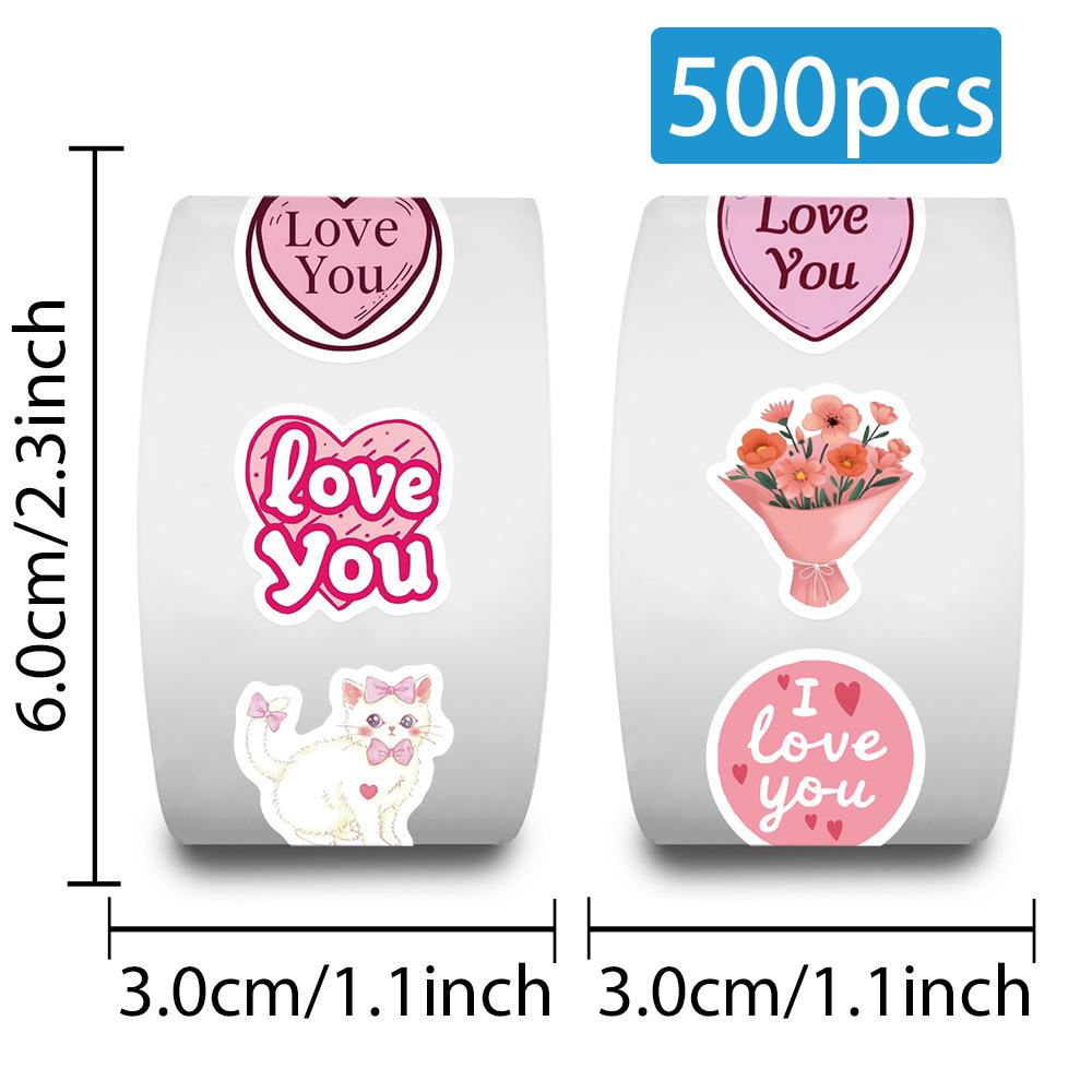 Valentine's Day Pink Sticker Roll: 500 Sheets - Decorative Envelope Seal