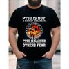 European Sizes Mens  T Shirt Soft Breathable Casual Tee Inspirational PTSD and Firefighter Graphic Honor Heroes Meaningful Design