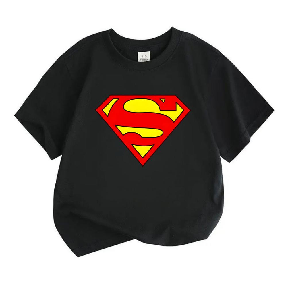 Kids Boys Girls Crew Neck Short Sleeve T-Shirt, 100% Cotton Super Hero S Graphic Casual Summer Soft Tee for Toddler Children Daily Wear Party Active O