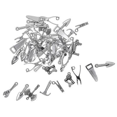 50 Stück tibetisches Silber, gemischtes Werkzeug, Axt, Hammer, Schraubenschlüssel, Anhänger
