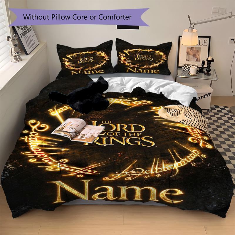 Personalized Lord Rings Soft Bedding 3 Piece Set HD Print Duvet Cover Pillowcases for Teens Adult Bedroom Decoration Christmas Gift C10335