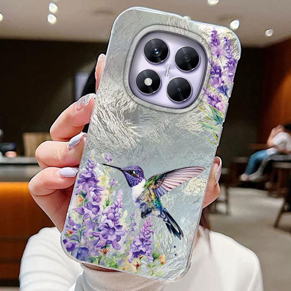 Colorful Gradient Purple Butterfly Leopard Print For Xiaomi Redmi Note 14 Pro 5G Phone Cases Cover Soft Silicone Bumper Hard PC Back Cover