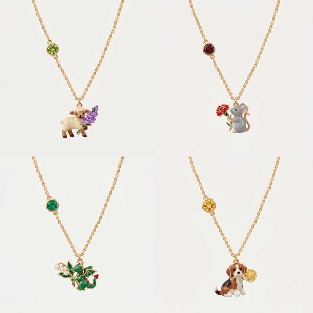 Zodiac Animal Pendant Necklace With Gold Plated Copper For Casual Wear
