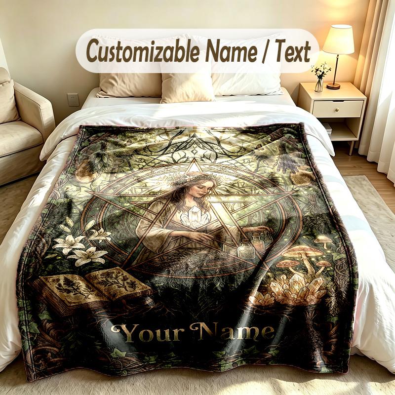 Forest Nature Theme Custom Blanket Personalized Name & Text Customized Soft Warm Throw Blanket Home Decor