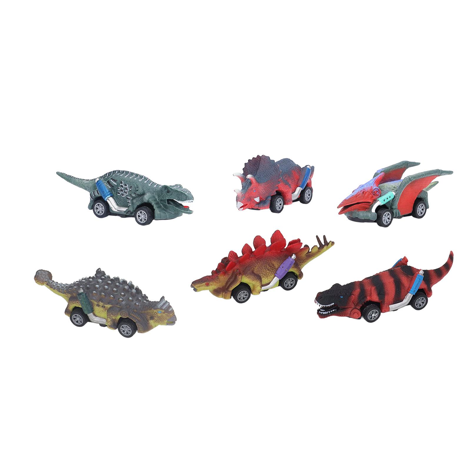 

6 шт. Игрушечная машинка-динозавр, пластиковая, реалистичная, инерционная, развивающая, модели машинок для детей, подарок на день рождения для мальчиков