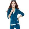 Tenké sametové teplákové soupravy Dámské Zip s kapucí Korejský ležérní základní dvoudílný set topů a kalhot Měkké domácí oblečení Ensemble Femme
