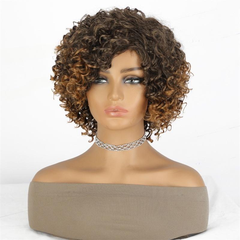 Wigs for Synthetic Fiber Afro Wig Short Haircut Cosplay Drag Queen Wigs Costume Roleplay Curly Wig Student
