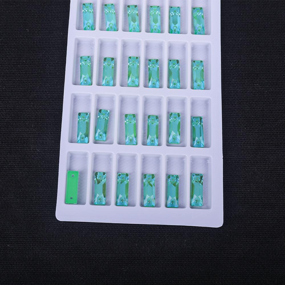Long Fluorescent Glass Flat Buckle Hand Seam Drill, Double Hole Rhinestone Flat Bottom Drill Diy Accessories Material Package