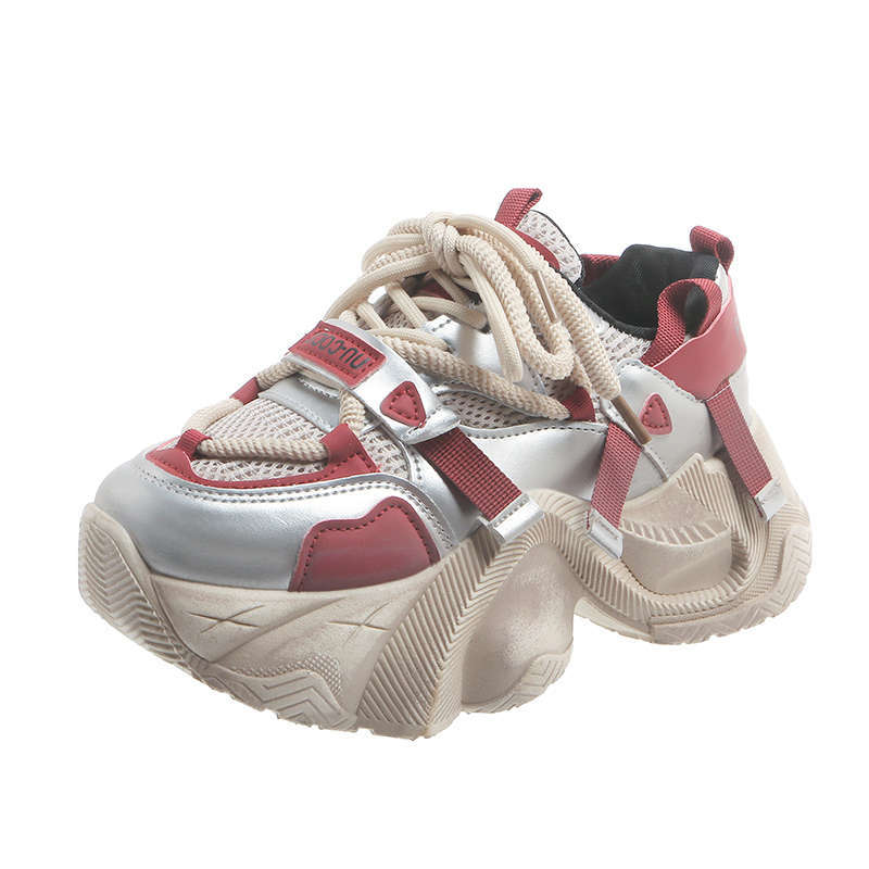 Retro red dad shoes women's autumn new thick-soled muffin versatile height-increasing sports and leisure shoes