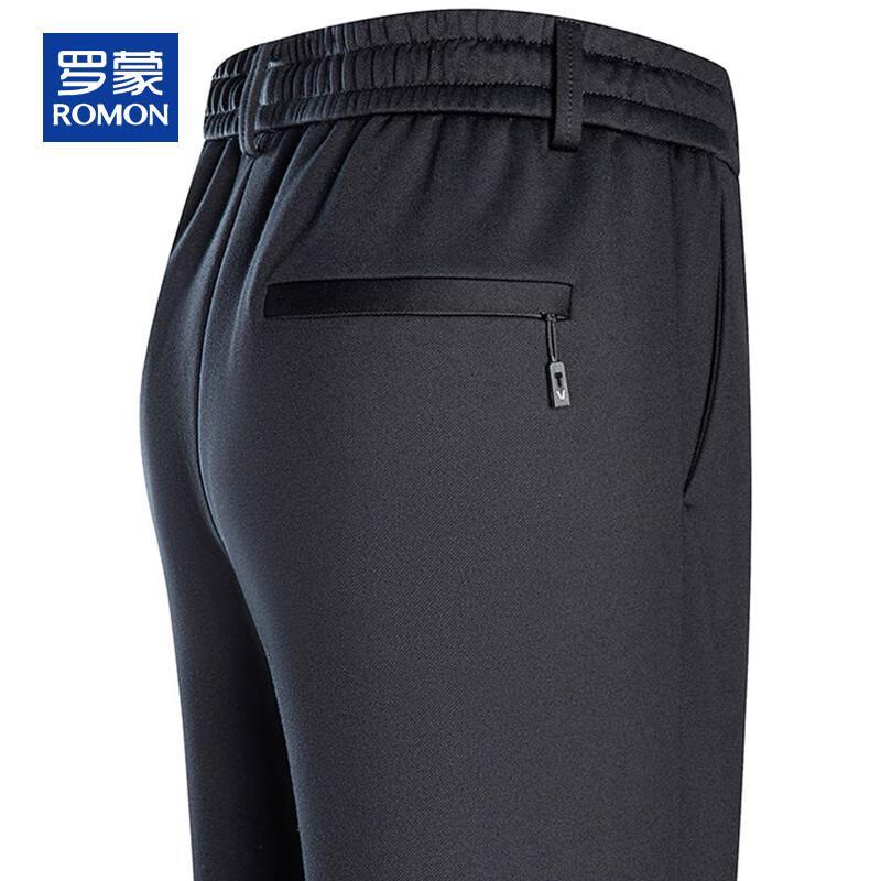 ROMON Men's Wool Blend Loose Fit Straight Leg Casual Pants