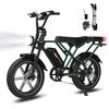 RCB G19 Bicicleta Elétrica Fat Bike 20" Pico de 1365W, 48V 22,5Ah, 130 km, 75Nm, Sensor de Torque, APP, NFC, Verde