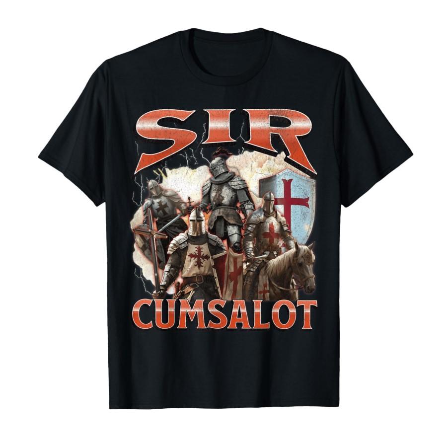 Sir Cumsalot Funny Offensive Knight Meme Bootleg Graphic Tshirt For Unisex Unisex T Shirts Short Sleeve Tops P884
