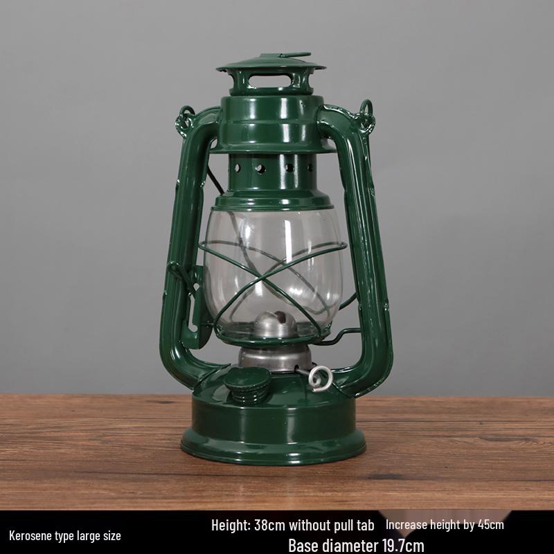 Vintage Wrought Iron Kerosene Hurricane Lamp - Nostalgic Camping Decor & Photography Prop