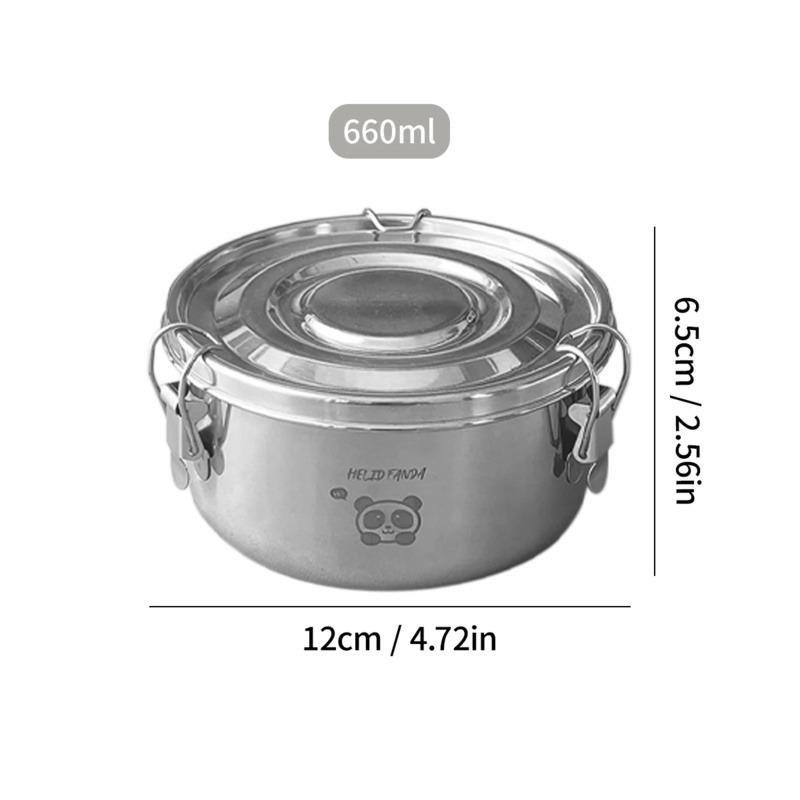 1 Piece Portable Round Lunch Box with Lid 304 Stainless Steel Food Storage Container Leak-proof Bento Box For Camping Picnic