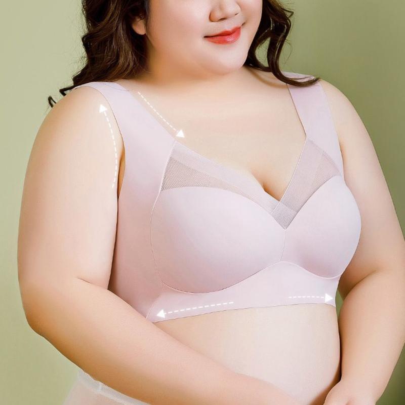 Plus Size Women's Thin Bra Reducing Bust Anti-Drooping One-Piece Seamless Underwear