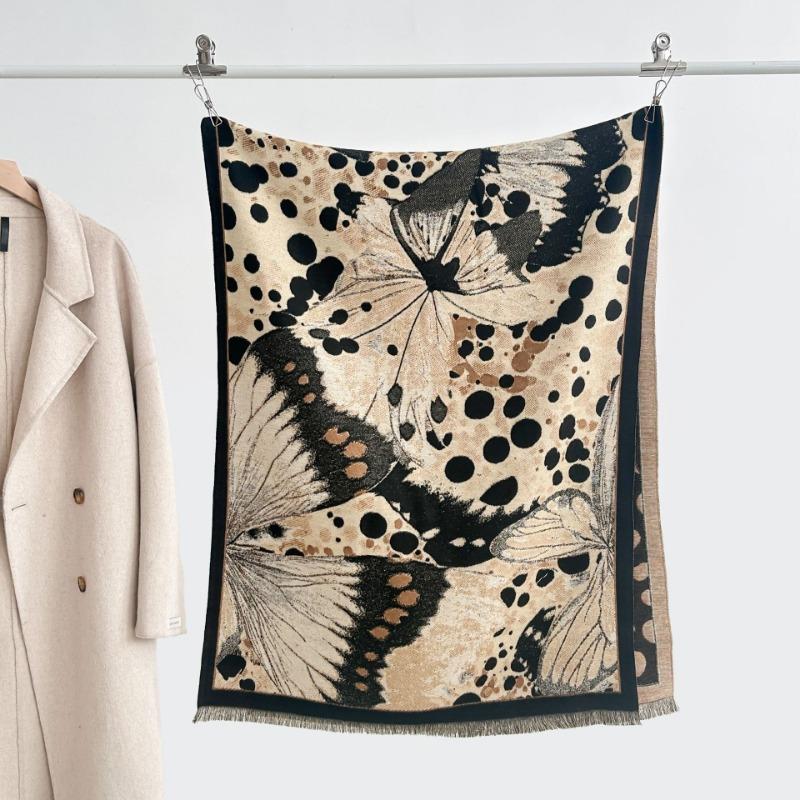 Autumn and winter new double-sided color oil painting series imitation cashmere thickened warm scarf women's air conditioner shawl