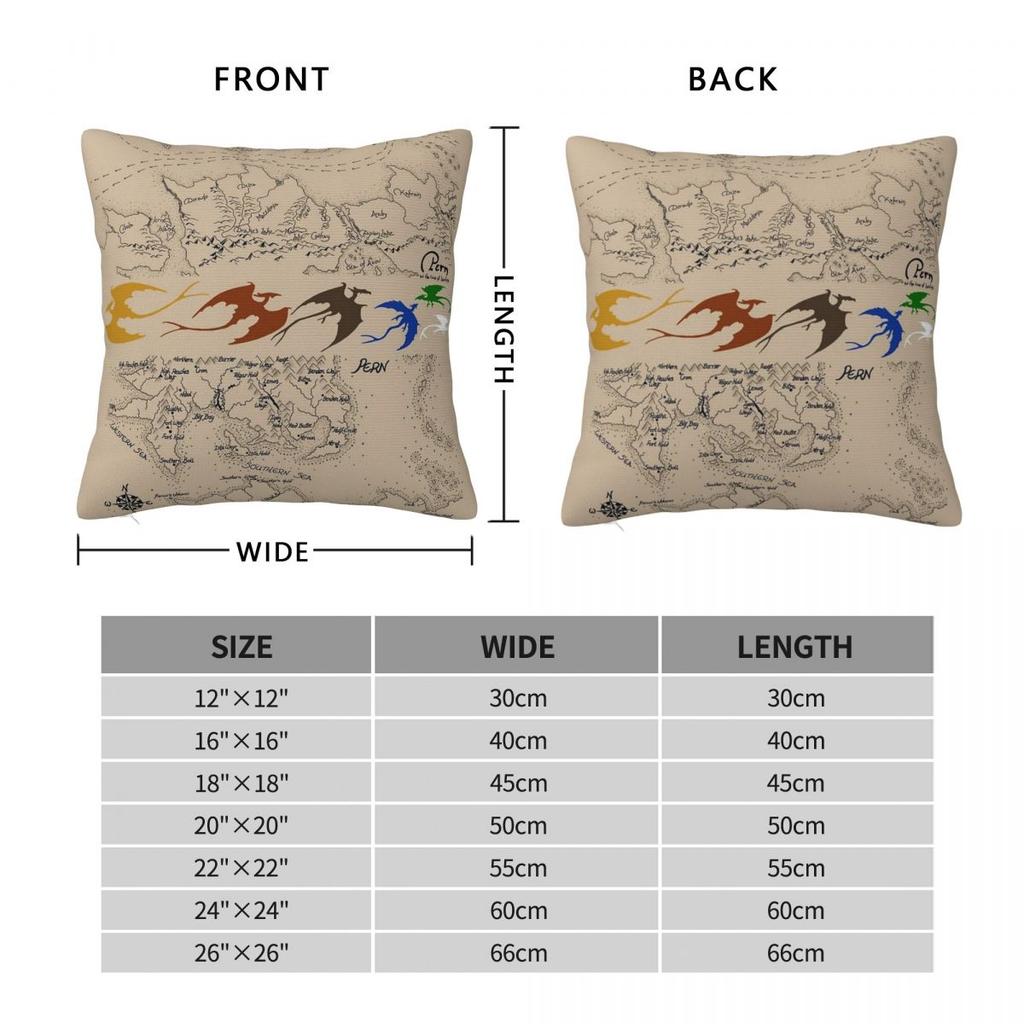 Dragonriders Of Pern Maps Square Pillowcase Polyester Linen Velvet Printed Zip Decorative Home Cushion Cover