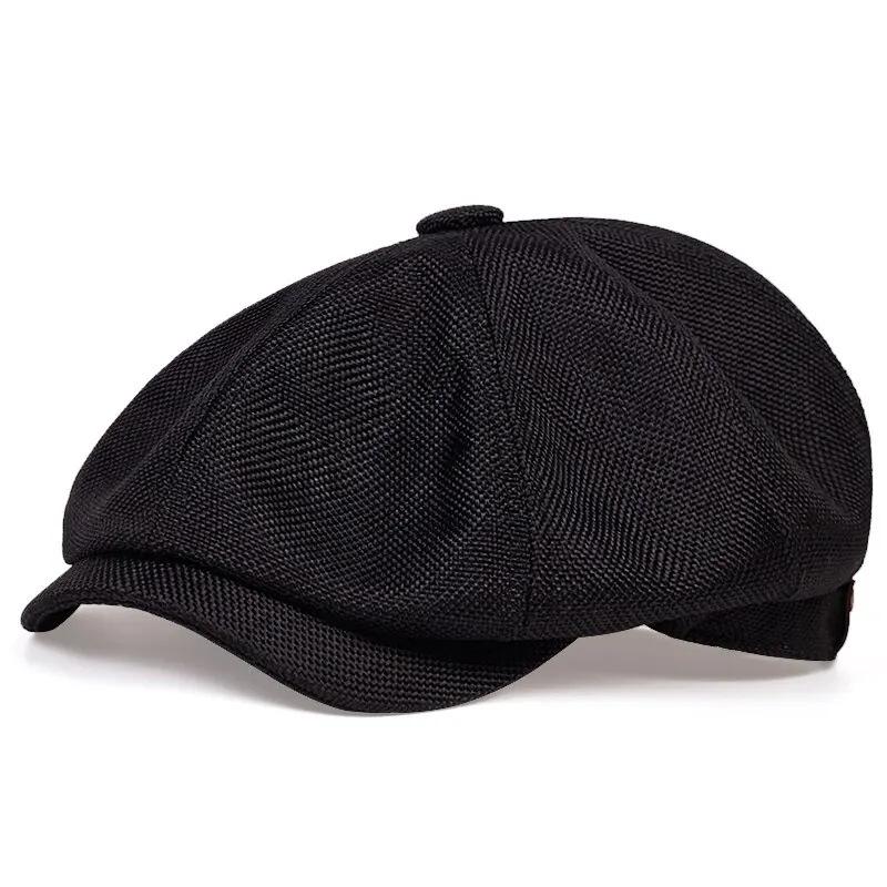 Men's Spring and Summer Thin Breathable Octagonal Hat Sunscreen Retro Beret