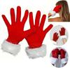 Mit Kunstfellbesatz Feiertags-Fäustlinge Kurze Samthandschuhe Mode Weihnachten Rote Handschuhe Herren Damen