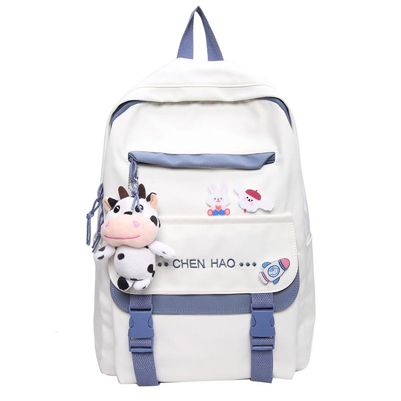 Schoolbag Junior High School Student Schoolbag Female Harajuku Ulzzang High School College Student Contrasting Color Backpack Ins Wind Girl Backpack 