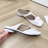 Fashion Bow Women Slippers Square Toe Heeled Sandals Fashion Mules Shoes 2025 Elegant Summer New Slingback Chunky Woman Shoes Zapatillas