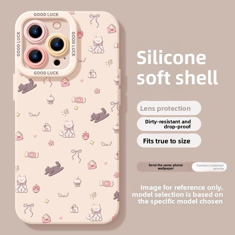 Katze Apfel 16 Handyhülle 15 Pro Max Neues Modell für Frauen 14 Plus Mädchenhaft 13 Pro Niedlich 12 Schutzhülle