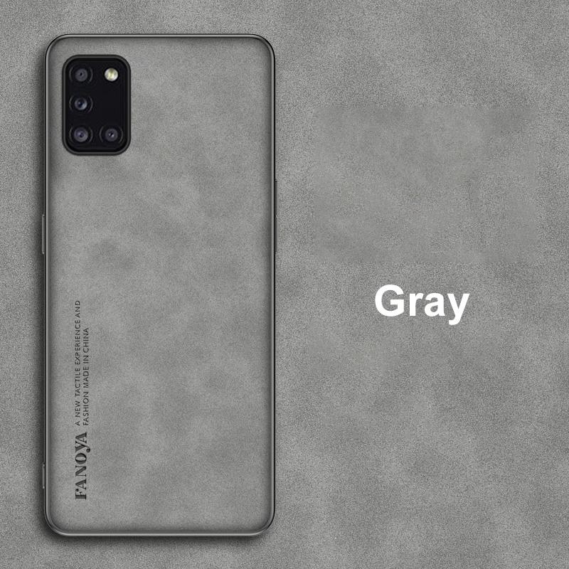 

Для Samsung Galaxy A31 Чехол Роскошный Чехол для телефона из искусственной кожи Для Samsung A31 Задняя крышка Матовый силиконовый Противоударный Полная защита For Samsung A31 серый