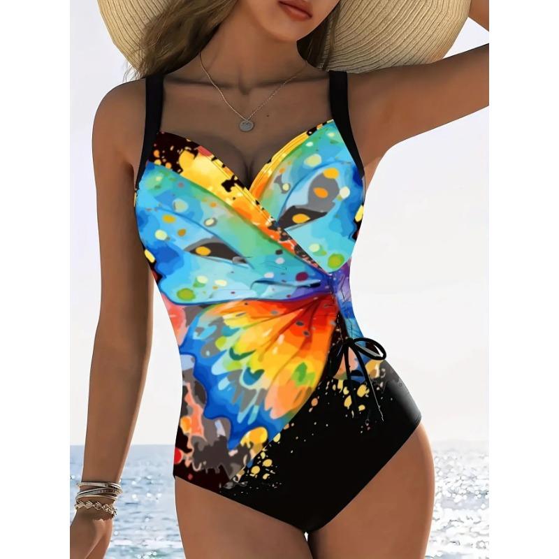 Sexy One Piece Swimsuit Swimwear Women Leaf Print Patchwork Cross Straps Backless Beachwear Bathing Suit Banadores Mujer