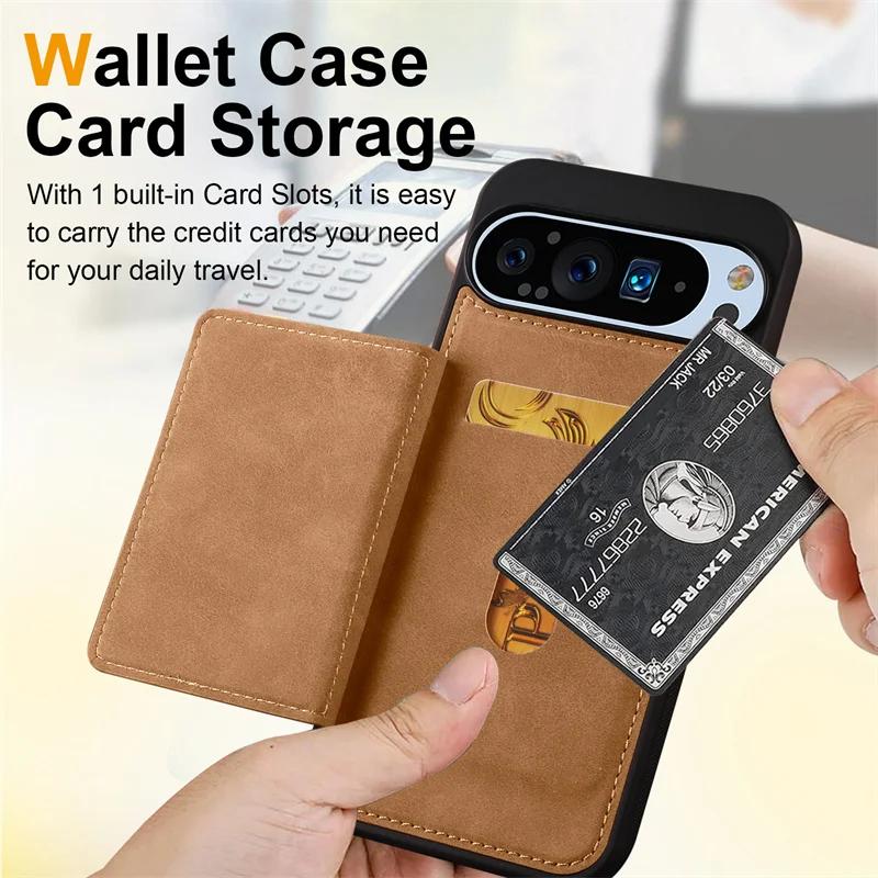 Luxury Leather Cards Solt Wallet Case For Google Pixel 9A 9 9Pro XL 8 8Pro 8A Card Holder Shockproof Back Business Bag Cover