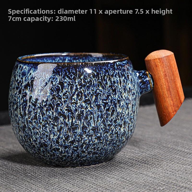 Kiln-changed Ceramic Wood Handle Mug Office Coffee Cup Creative Tea Cup Personalized Household Milk Cup