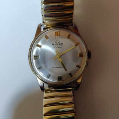 Used BULER DE LUXE 17 JEWELS Swiss Hand-wound Watch Gold