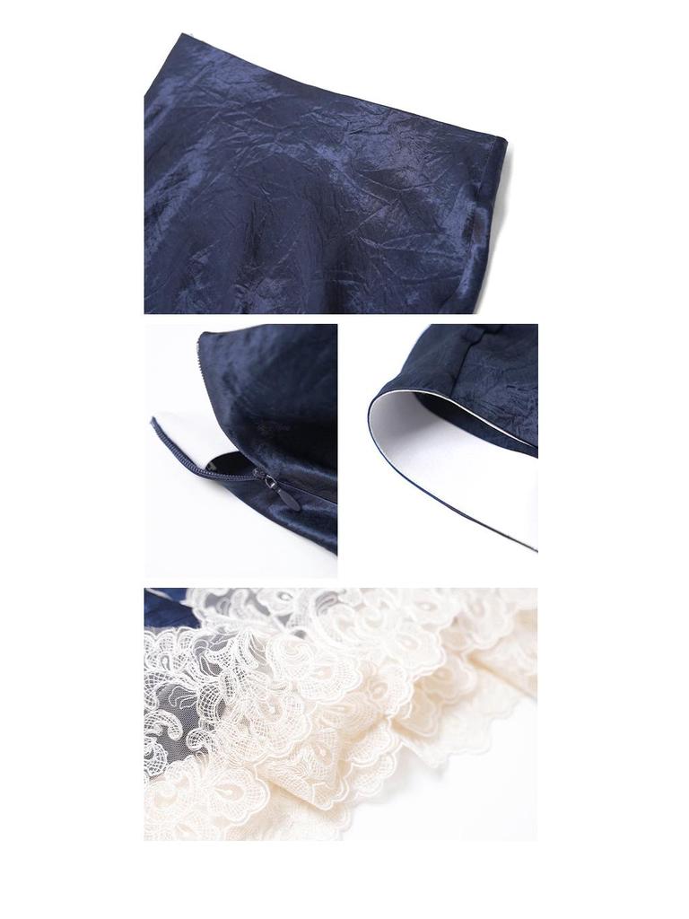 Interpret Beauty Elegant French Satin Midi Skirt for Women - Spring 2025 Collection C3582