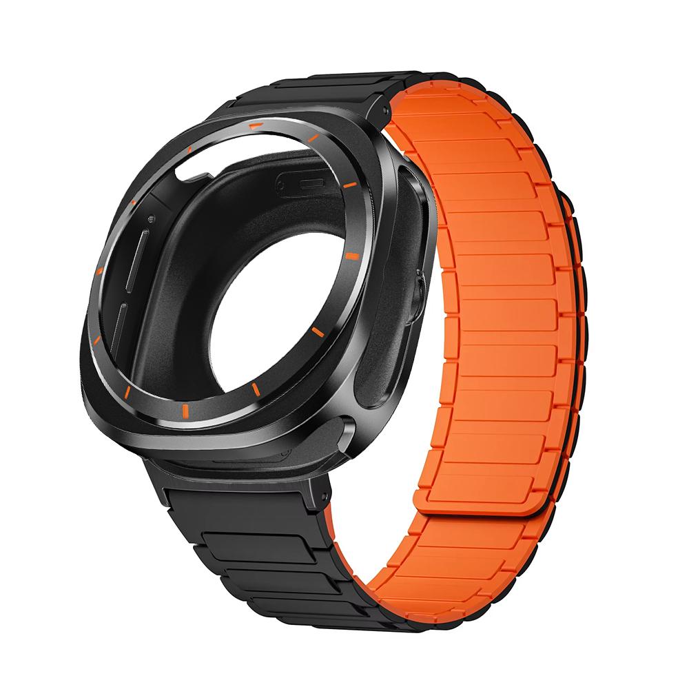 Silicone Magnetic Band for Samsung Galaxy Watch Ultra 7 47mm Men Straps Aluminium Alloy Case Cover for GALAXY Watch ULTRA 7 47MM Galaxy Ultra 47mm