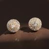 Hip Hop Rock Round Copper Zirconia Stud Earrings Silver/Gold Color Metal Crystal Ear Jewelry For Men Women Party Gift