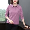 Damska koszulka 4XL na wiosnę i jesień Nowa koszula z długim rękawem w średnim wieku, modna, z długim rękawem, luźna góra