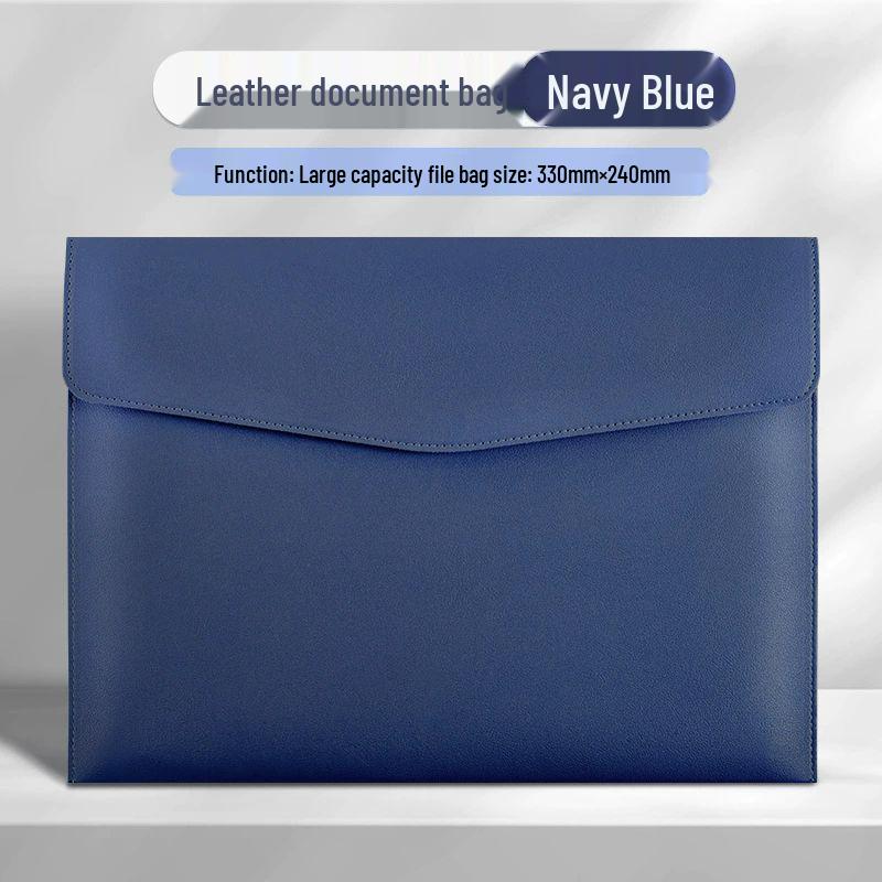 Waterproof Leather A4 File Folder with Snap Button - Business Storage Bag, Customizable Logo