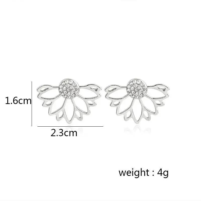 1 Pair New Fashion Flower Earrings Front Back Flower Lotus Stud Earrings For Women Ear Jacket Jewelry Gift Party Best Friend
