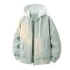Unisex Hooded Cotton Puffer Jacket Winter Warm Thickened Layered Look Baseball Style Youth Casual Outerwear