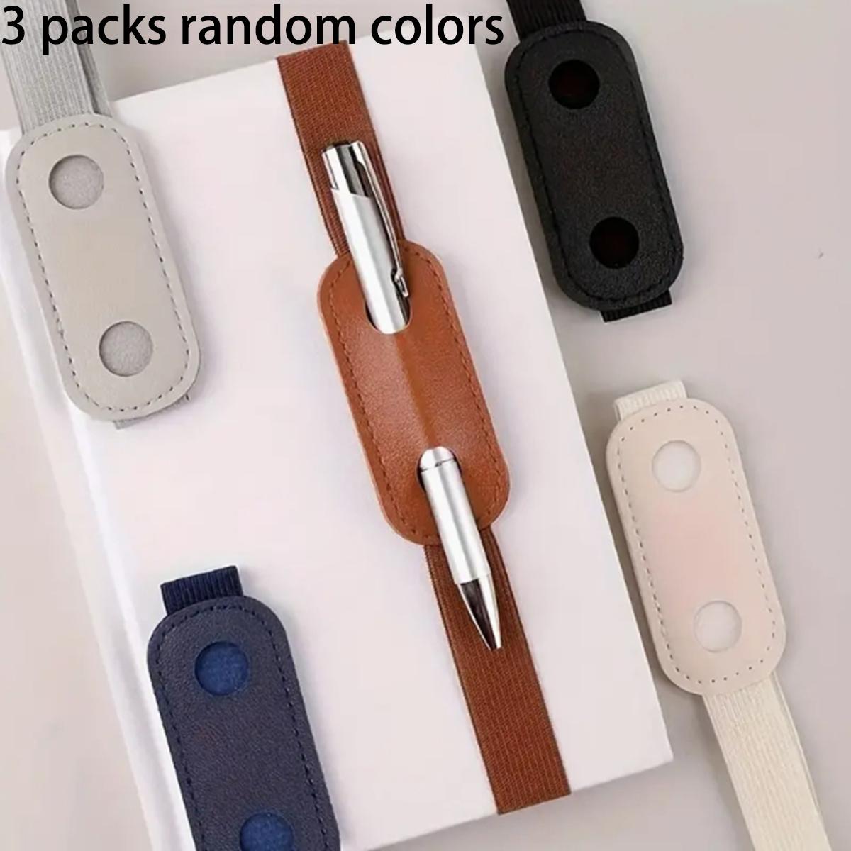 3PC random color pen case with elastic notebook pen protective case Pen holder Diary pu leather pen case with 3PC binding разноцветный