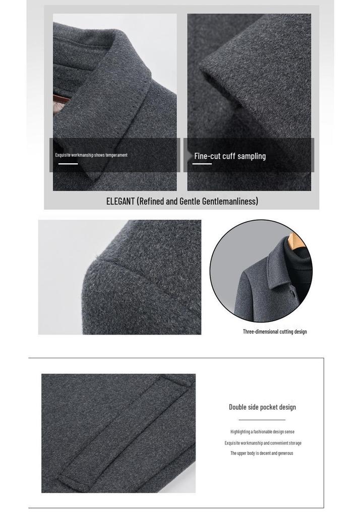 Men's Mid-Length Double-Sided Thick Wool Cashmere Coat