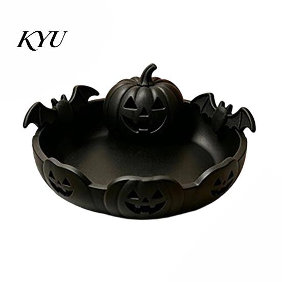Party Food Display Tray Halloween Pumpkin Tray, Bat Relief Candy Holder, 3D Printed Holiday Gift for Desktop Storage Bowl, Spooky Tabletop Ornament