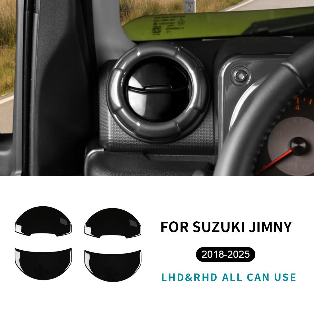 Suzuki Jimny 2018 2024 2025 için ABS Karbon Fiber Parlak Siyah LHD RHD Araç Klima Çıkış Havalandırma Kanatçığı Sticker