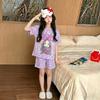 Kids' Summer Cartoon Pajama Set - Short Sleeve & Shorts for Girls