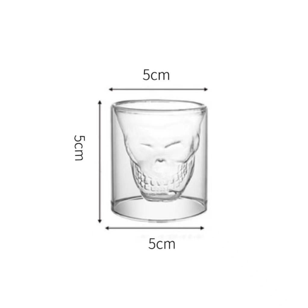 Personalisierter doppelwandiger transparenter Kristallschädel Whisky-Kelch