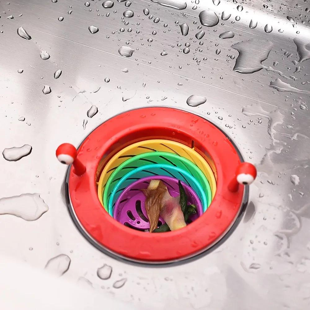 Little Monster Rainbow Filter Kitchen Sink Universal Scalable Large Capacity Creative Design Drains & Strainers
