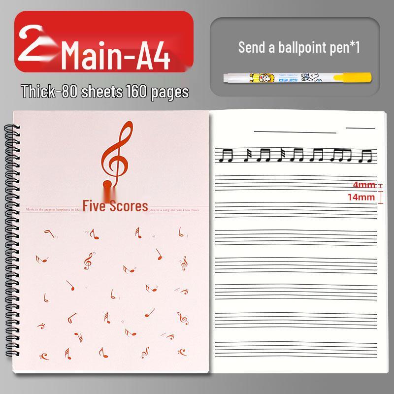 A4 Wide-Spaced Music Sheet Notebook for Beginners - Loose-Leaf, Thickened, Blank Pages for Children