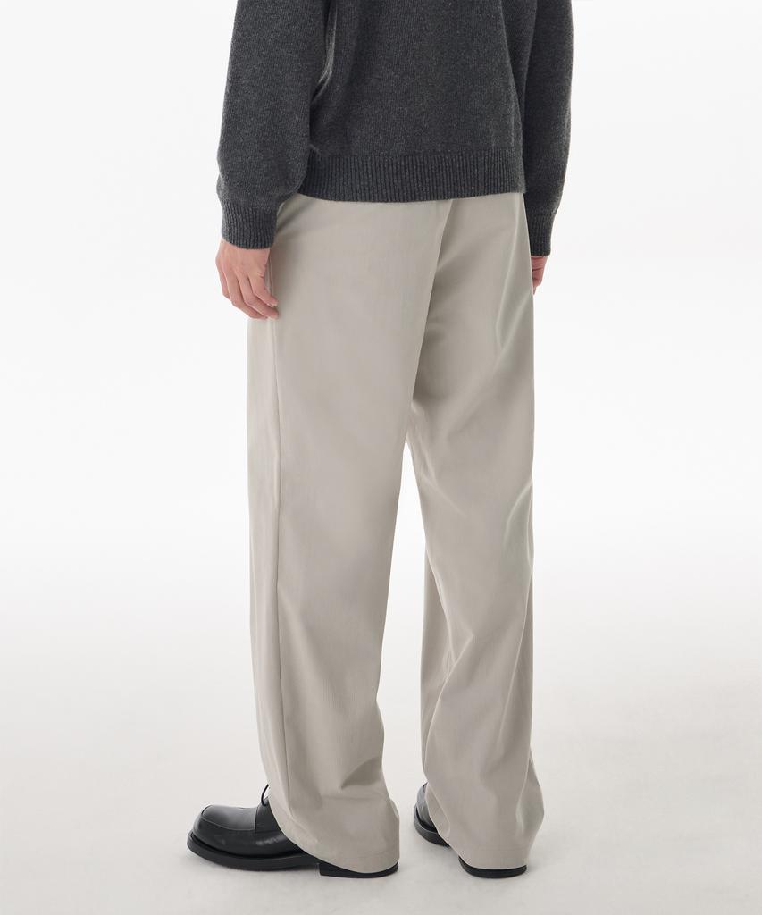 Musinsa Standard 14W Corduroy One-Pleat Wide Elastic Pants [Dusty Cream]
