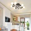 Living Room Ceiling Light - NETTLIFE - 8-light E27 Ceiling Light - Black - Metal - Diameter 67 Cm