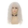 White Synthetic Wigs with Bangs for Women Long Curly Wavy Soft Cosplay Halloween Costume Anime Wig