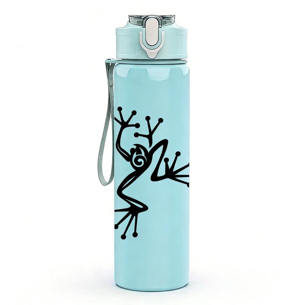 1PC Minimalist Frog Silhouette 750ml Color Plastic Sports Water Bottle Leakproof Flip Straw Lid Suitable for Sports Office Home Use